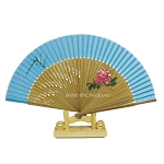 Fächer Handfächer aus Bambus & Seide handbemalt türkis blau braun rot grün Blumen Handarbeit 6804 Fächer Handfächer aus Bambus & Seide handbemalt türkis blau braun rot grün Blumen Handarbeit 6804